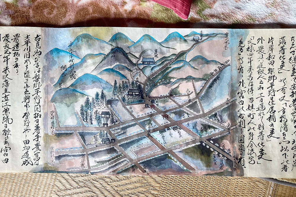 熊野大社と宮沢城付近の絵図