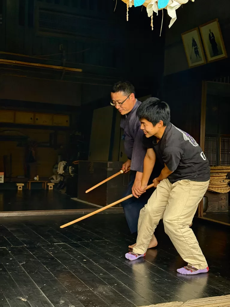 影山流道場での稽古